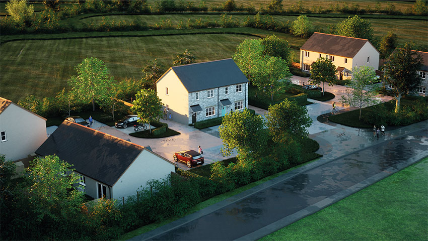 CGI Aerial view of proposed scheme at Treskerby nr Redruth
